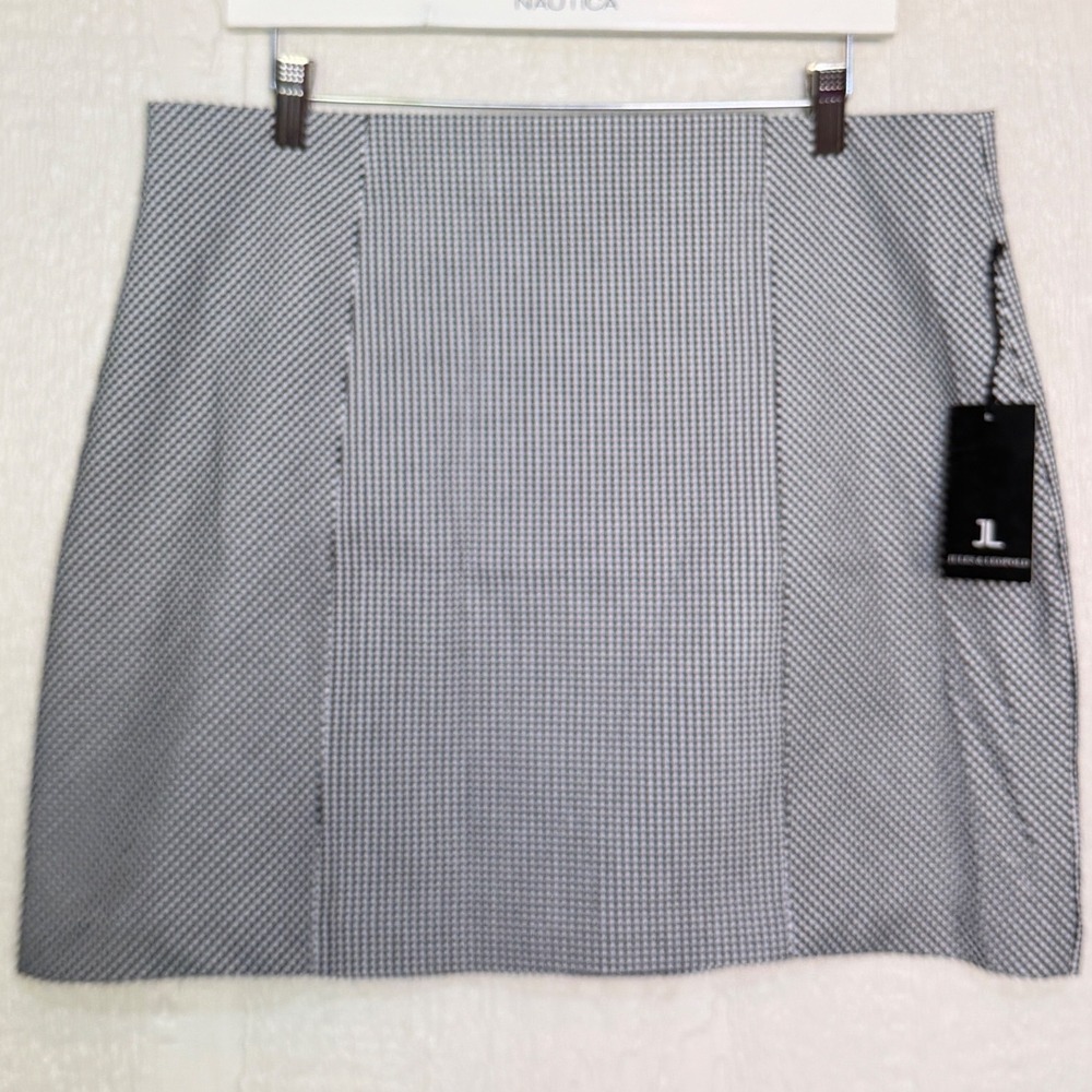 Jules & Leopold Black White Gingham Check Pull On Mini Skirt Womens XL New w Tag